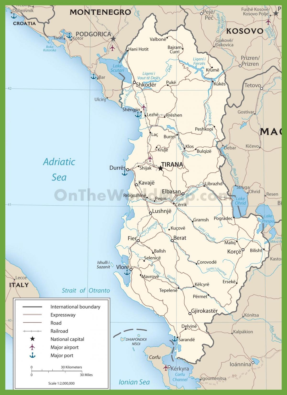 Албани замын газрын зураг нь
